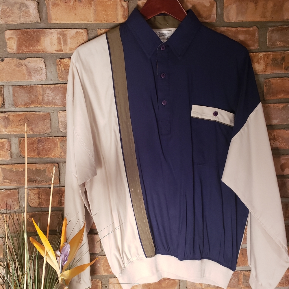 Vintage Alexxus Men's Quarter Button-Down, LS Polo.